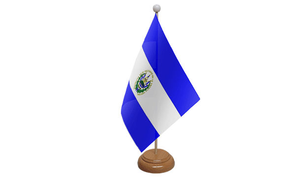 El Salvador Small Flag with Wooden Stand